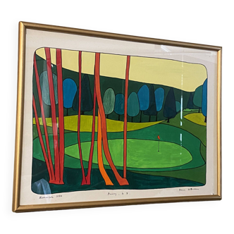 Painting Golf Annecy 1977 Pierre Wittmann