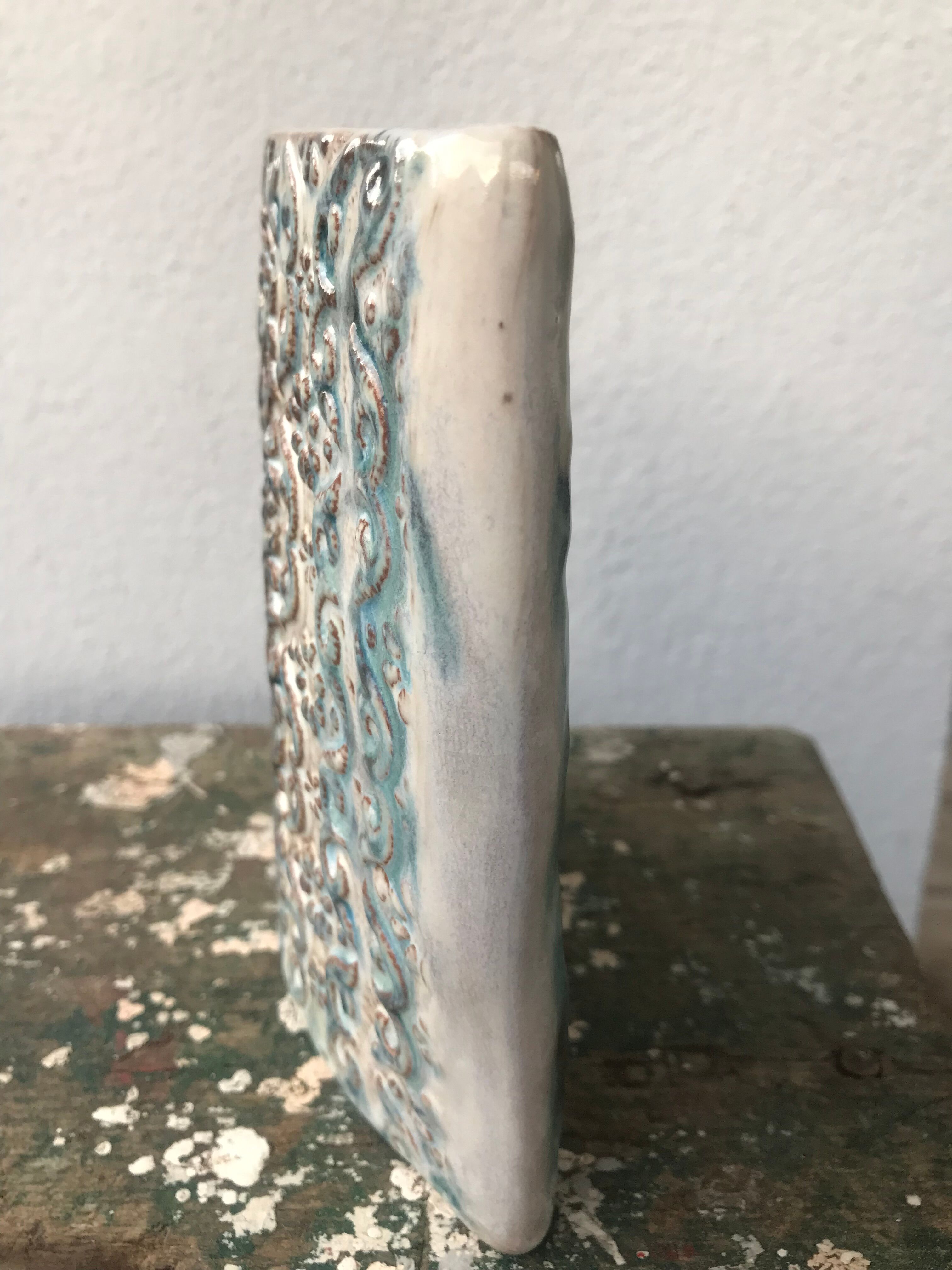 Vintage ceramic vase, decorated relief