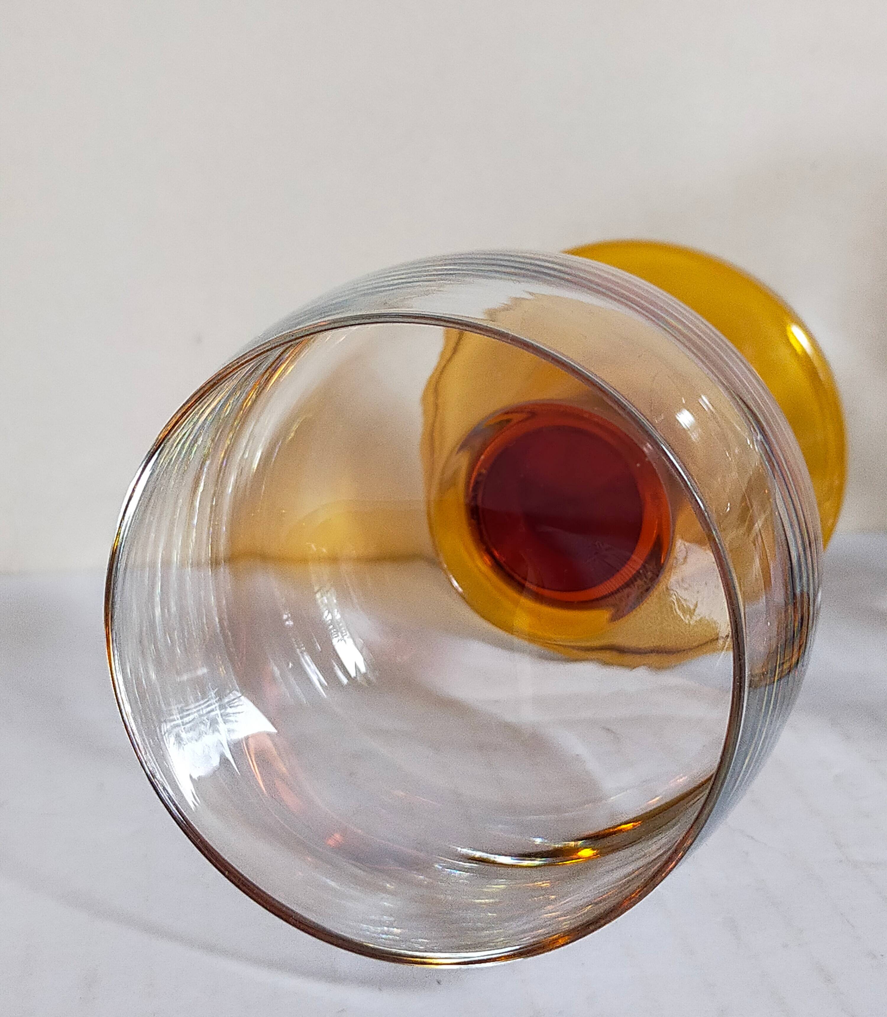 Six amber stemmed glasses from the 70s