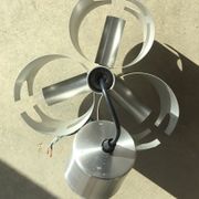 Space-age chandelier with 3 lights, brushed aluminium, 1970 design.