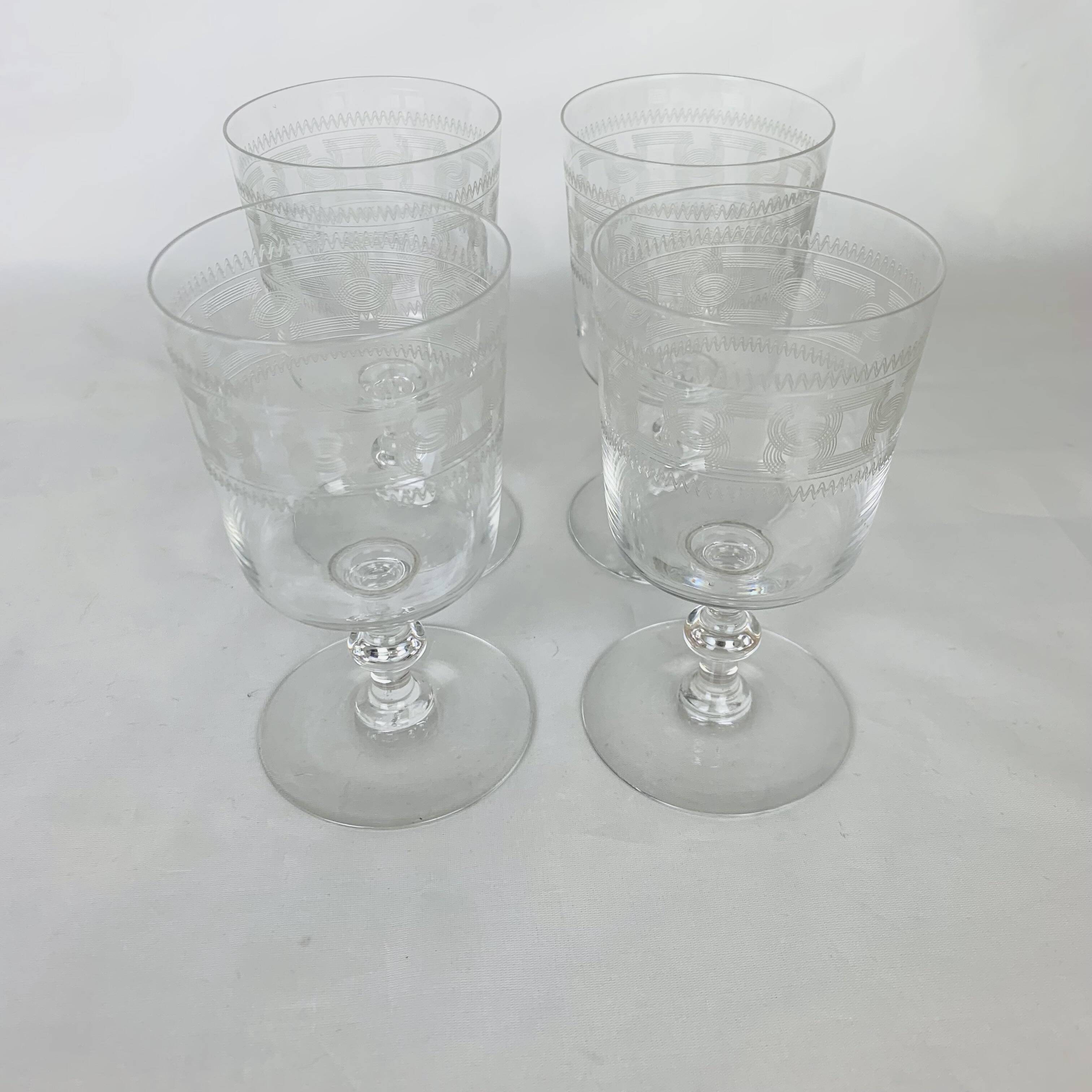 4 Baccarat wine glasses Chanel model engraving 3458