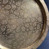 Bronze brass tray with chiseled decoration signed