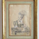Drawing by marie françoise de saint aubin - (1753-1822). framework of the eighteenth century.