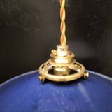 Blue enameled sheet metal pendant lights