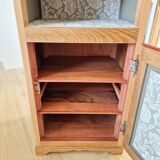 Antique English bedside table in solid wood, refurbished.