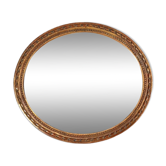 Old oval mirror original gilded stucco wood frame Louis XV style 39x34 cm SB592