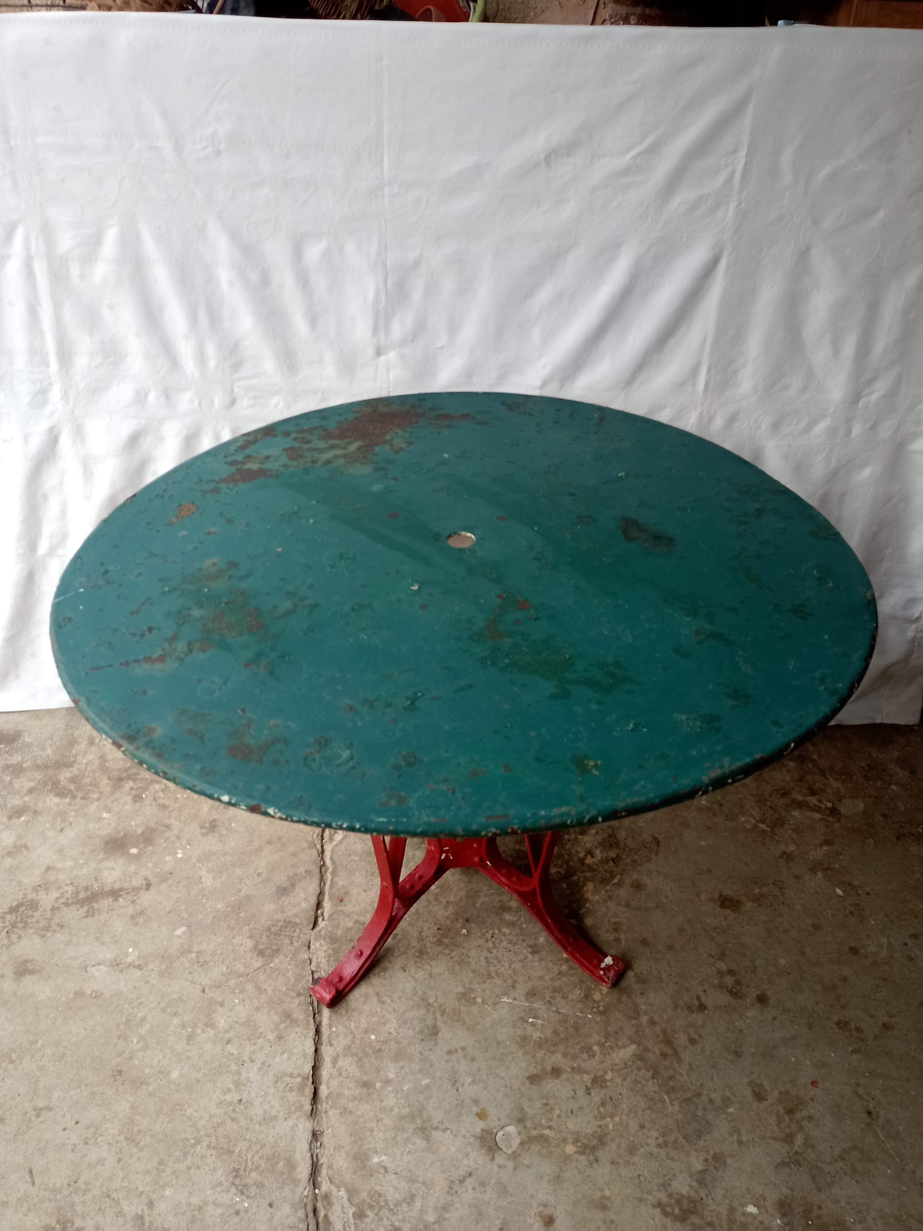 Eiffel style riveted metal garden table