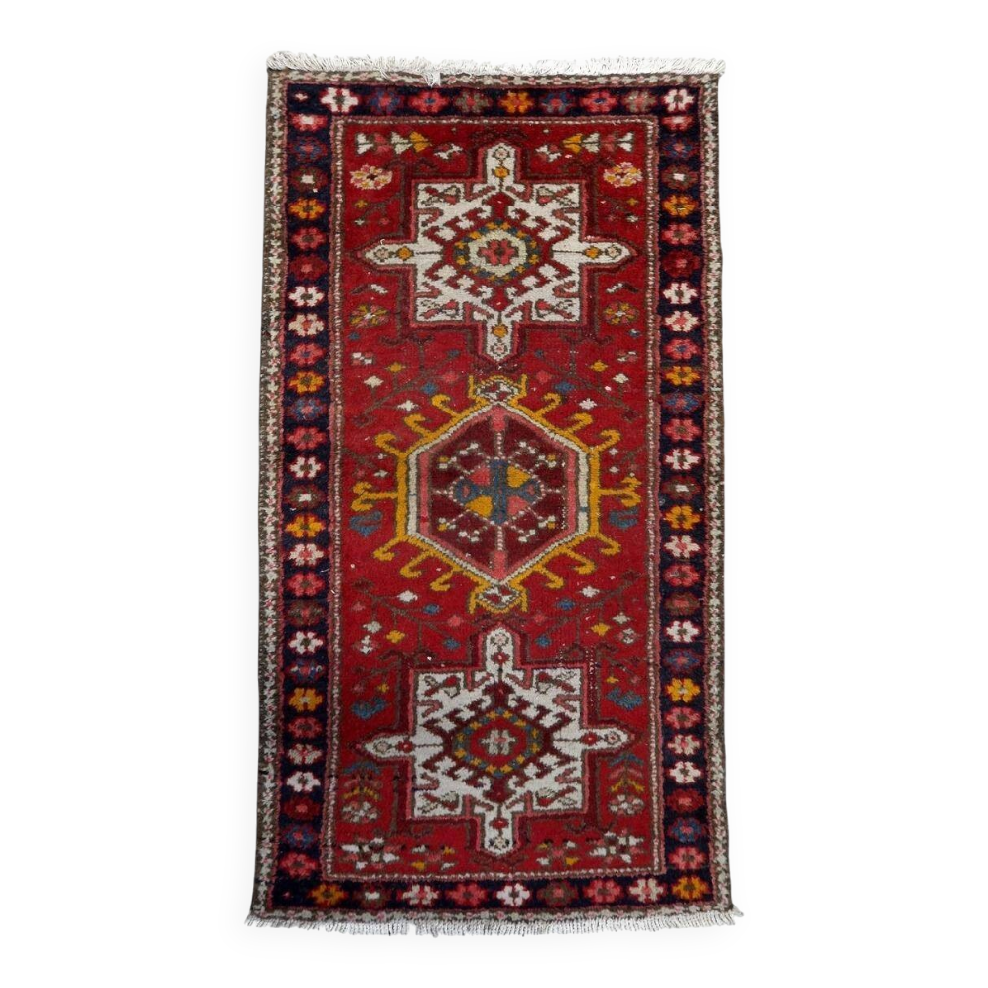 Handmade antique Persian Karajeh rug 2.2' x 4.1' (68cm x 126cm) 1930s - 1C1155