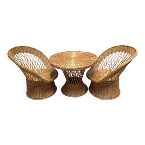 salon en rotin 3 pieces