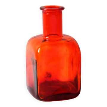 Flacon en verre rouge rare des années 50, bouteille, carafe / Suède / années 1950