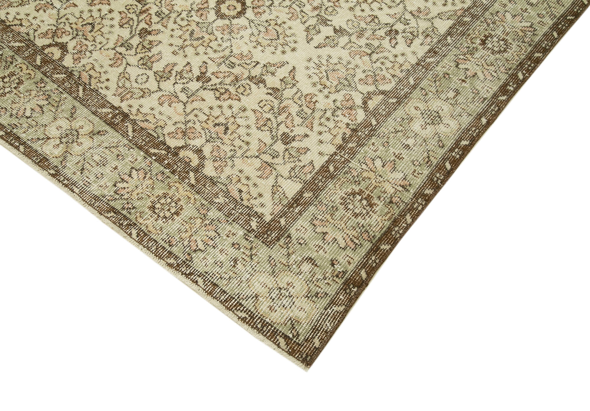 Hand-knotted rustic turkish beige rug 172 cm x 305 cm