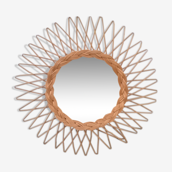 Mirror sun in braided rattan 1960 - 41cm