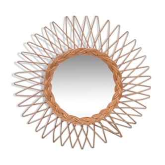 Mirror sun in braided rattan 1960 - 41cm