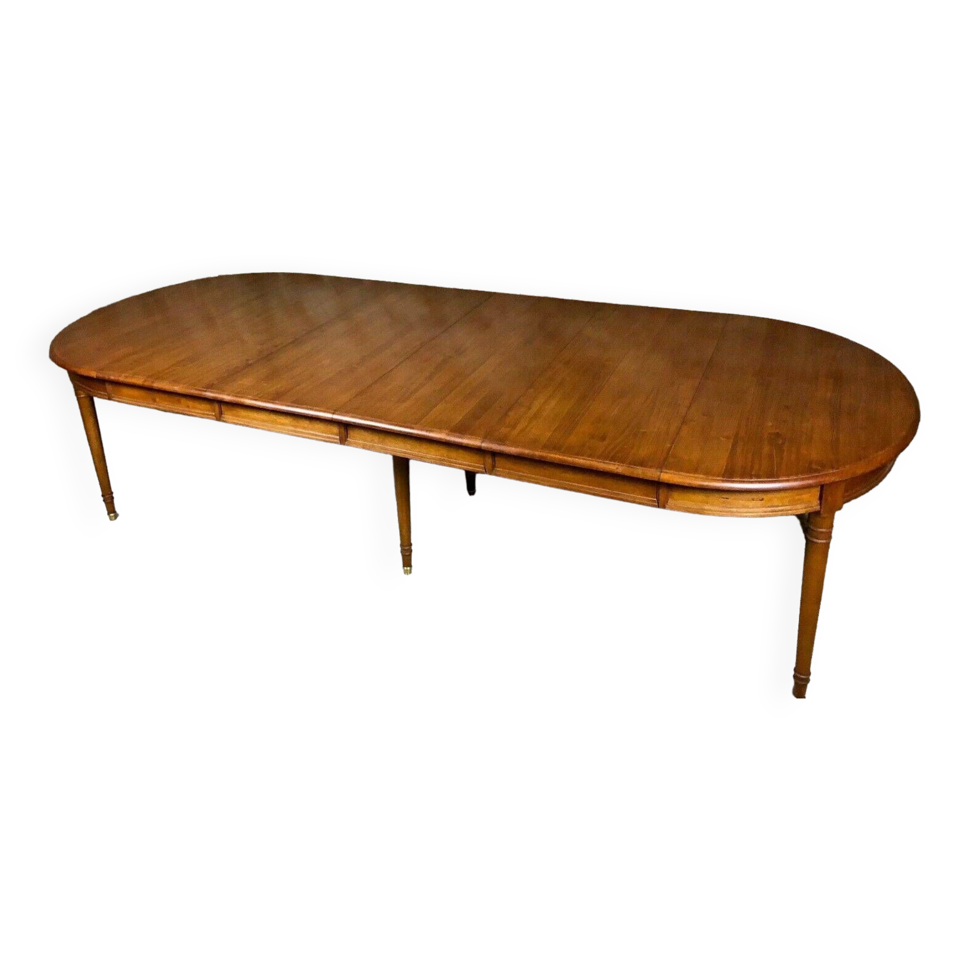 Oval walnut table with 6 legs from 1m12 to 2.94 (4 extensions of 45.5 cm)