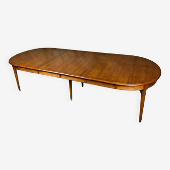 Table ovale à bandeau en noyer à 6 pieds de 1m12 à 2,94 (4 rallonges de 45,5 cm)