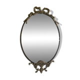 Antique mirror, oval with brass crest