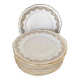 10 assiettes plates blanc et or en porcelaine