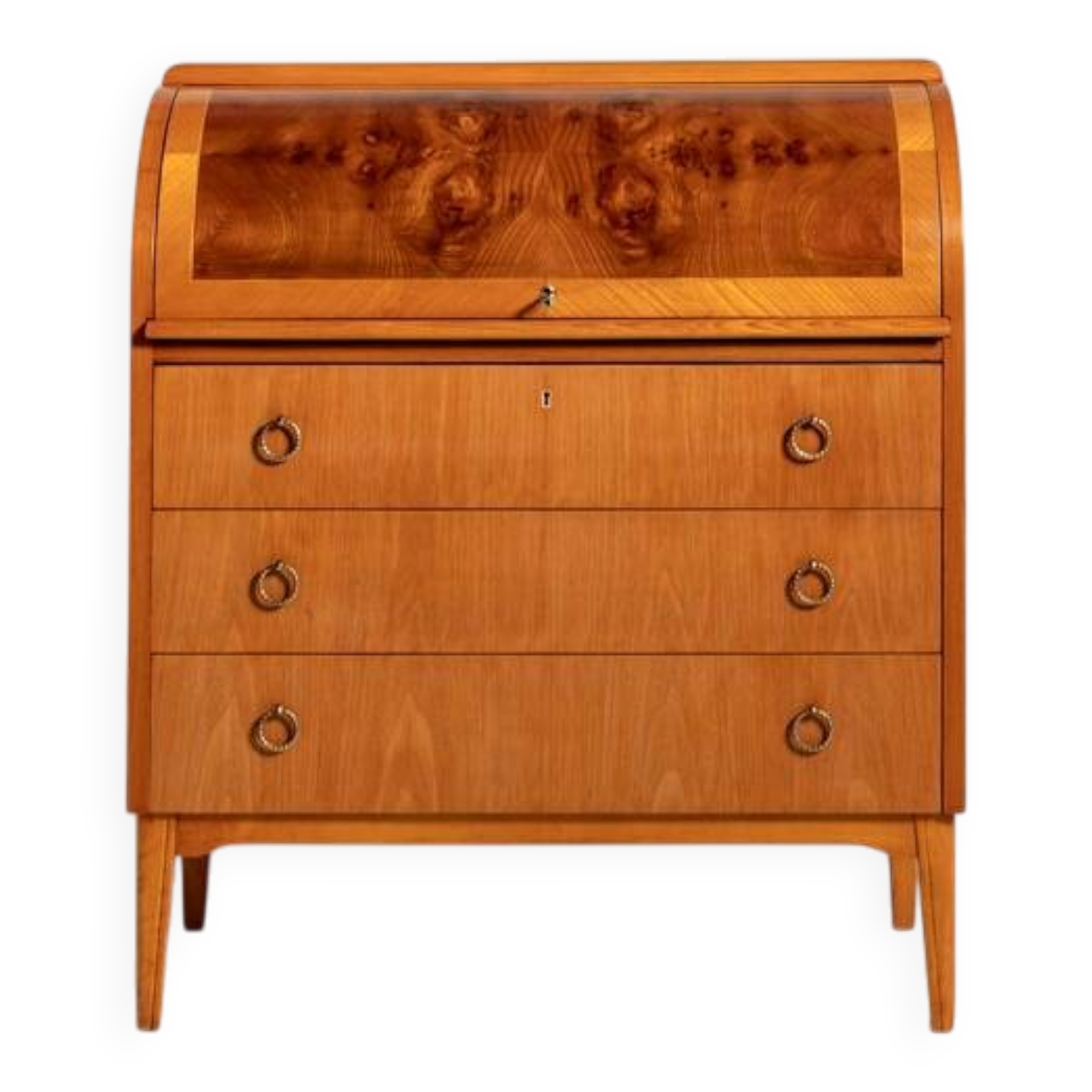 Scandinavian elm and burl wood secretary, 1950s/1960s