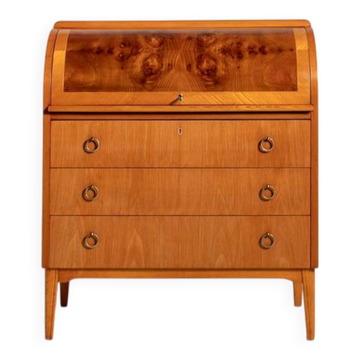 Scandinavian elm and burl wood secretary, 1950s/1960s