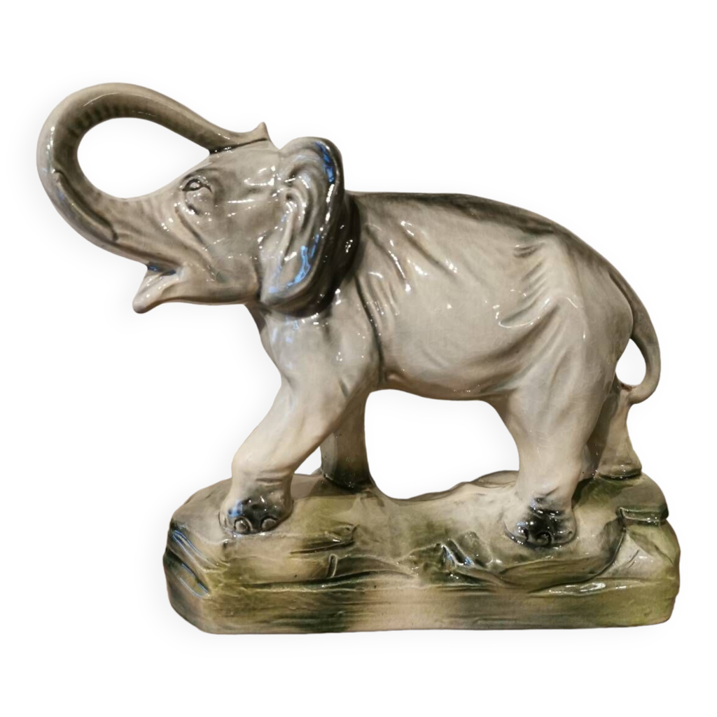 Support Porte-plante éléphant En Céramique Polychrome - Sculpture Décorative 20 Cm - Pour Intérieur Ou Extérieur