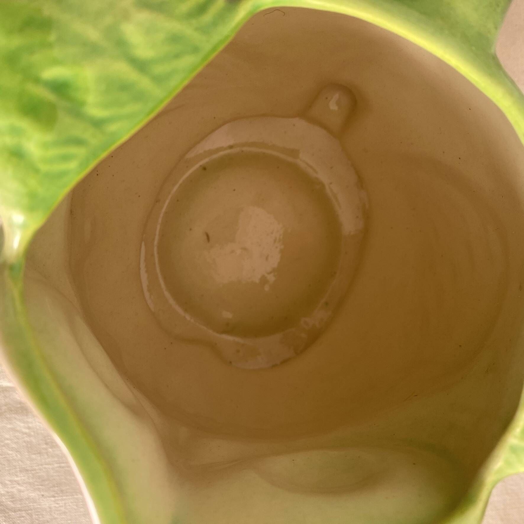 Zoomorphic jug, Sarreguemines jug in slipware, owl, owl.