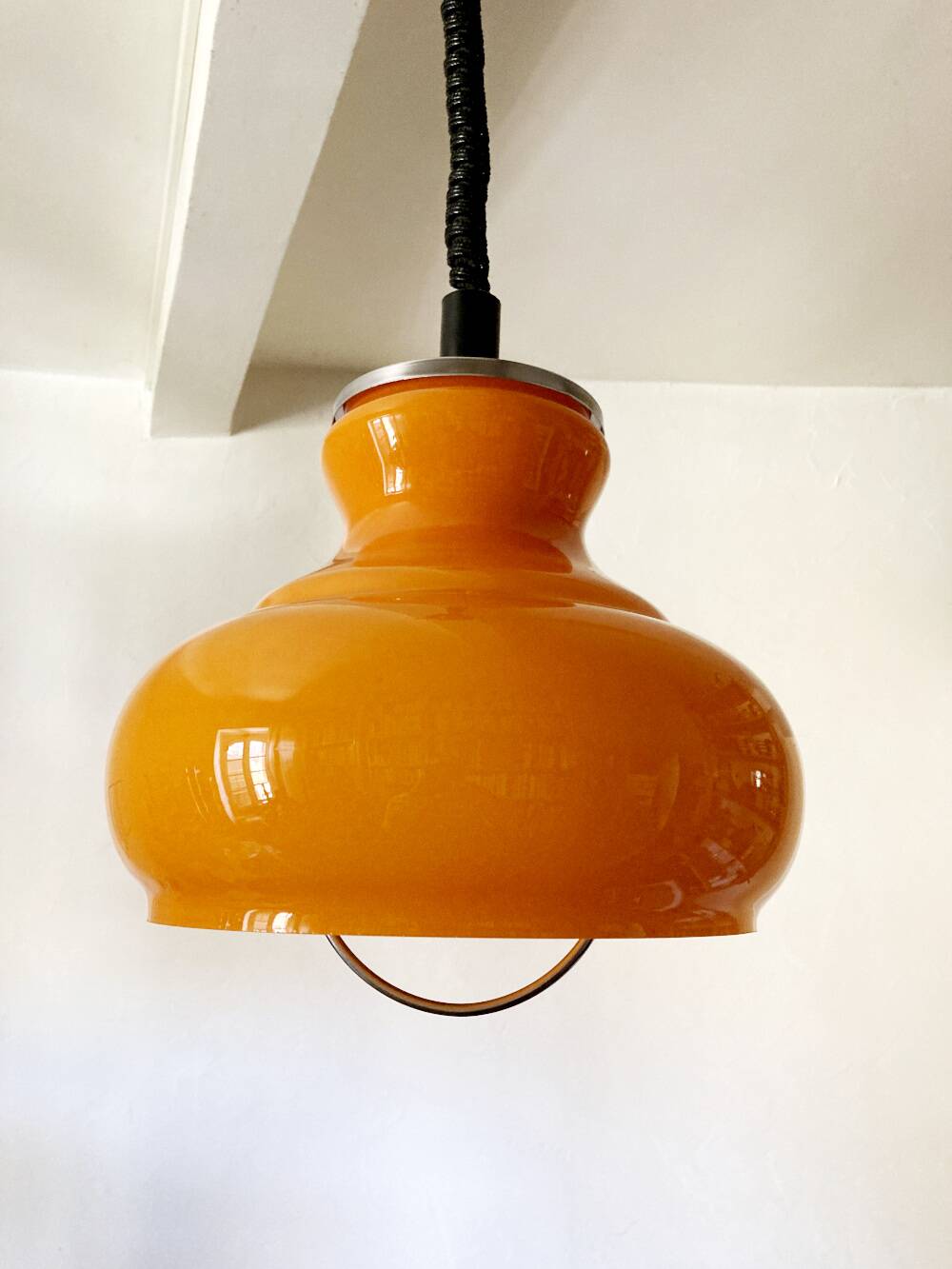 Vintage orange opaline glass pendant light