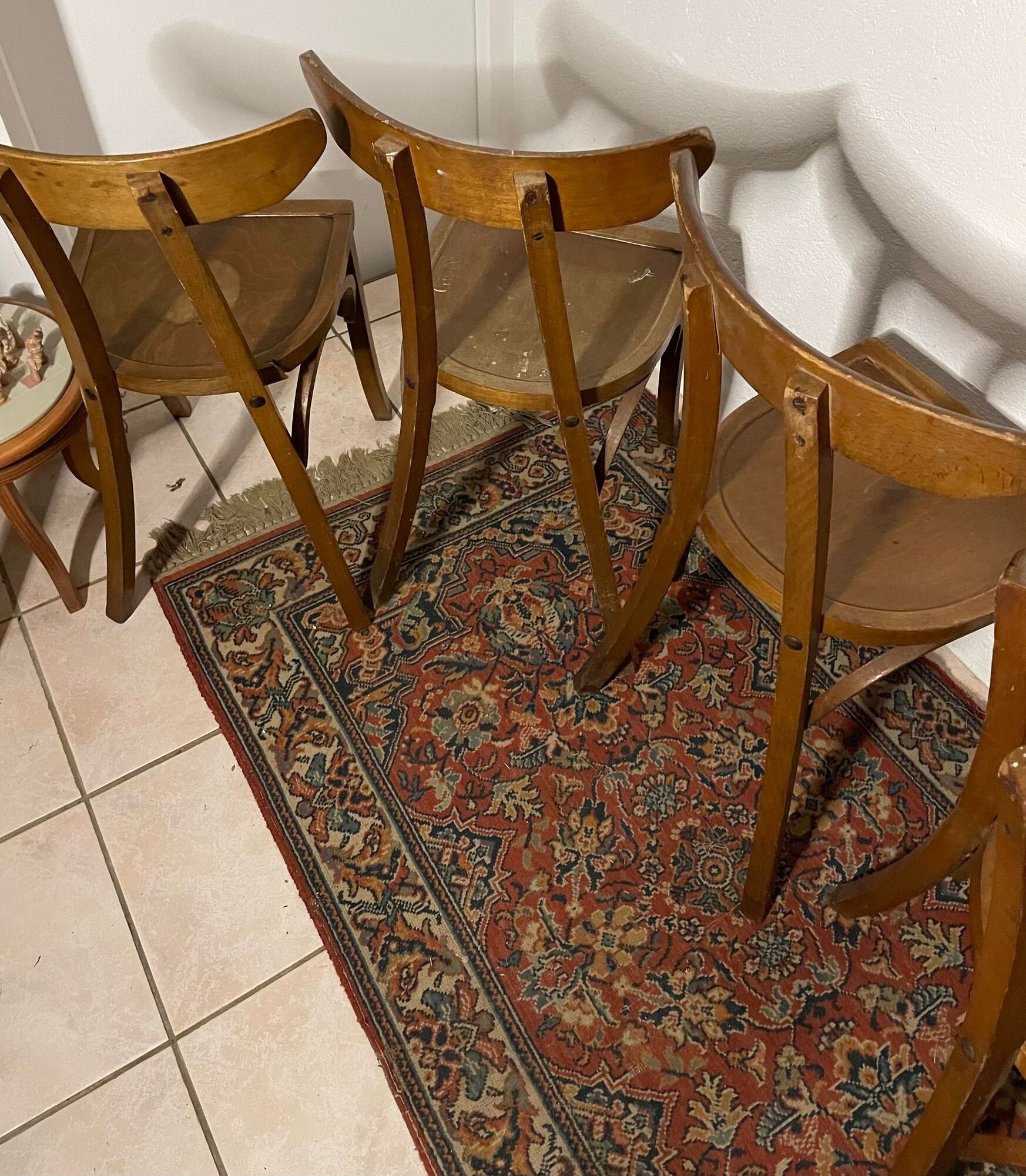 Set of 5 old wooden bistro chairs vintage "banana" folders