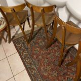 Set of 5 old wooden bistro chairs vintage "banana" folders