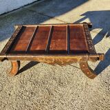 Coffee table in metal and copper wood