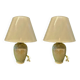 Paire de Lampe en céramique crème années 1980 style art déco miami light 73