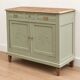 Antique art deco buffet in solid oak – pure lizard green & paint and natural wood – 121 cm