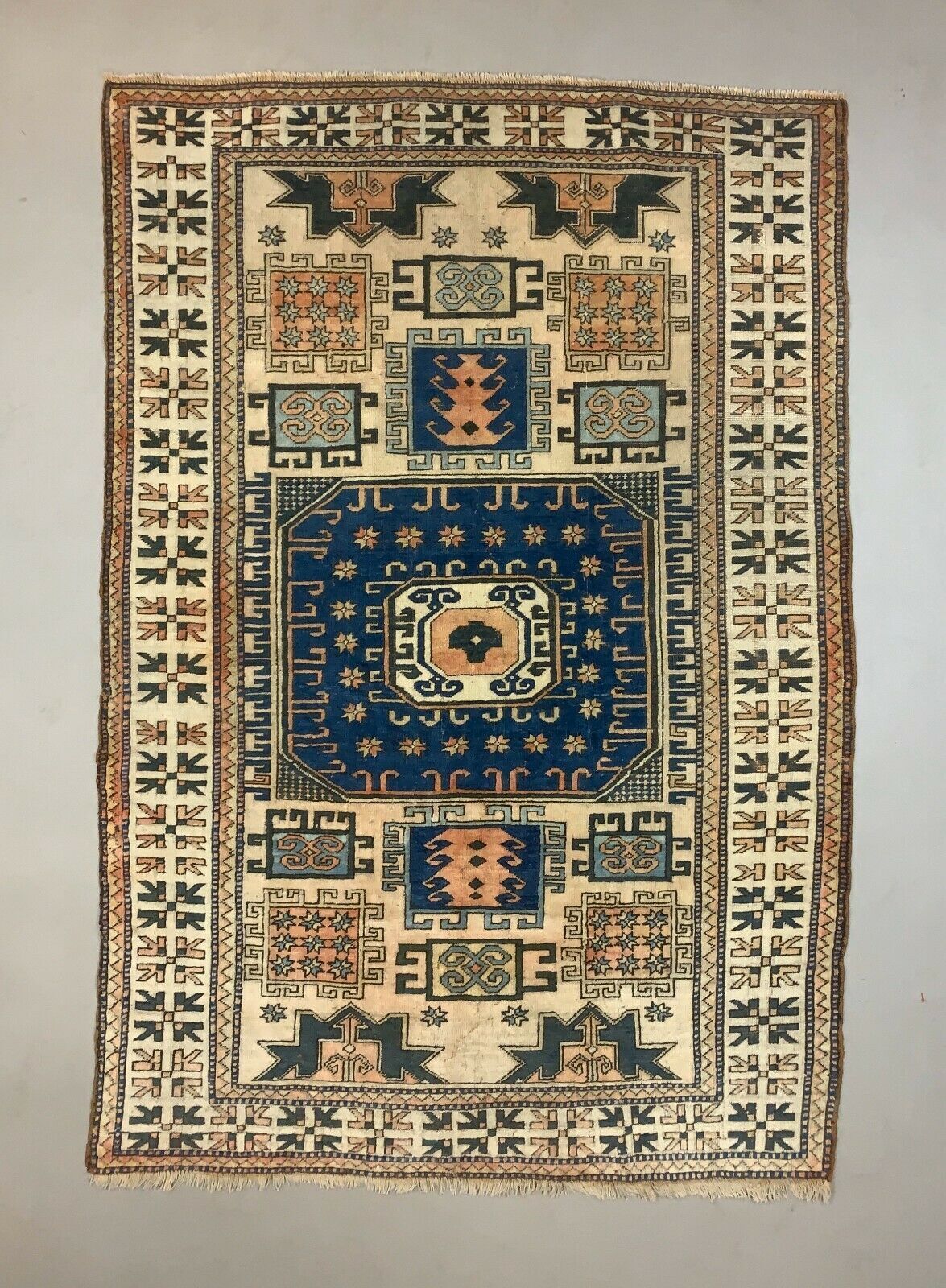 Old Turkish Kazak Rug Oriental 240x165 cm vintage carpet, Tribal Handwoven