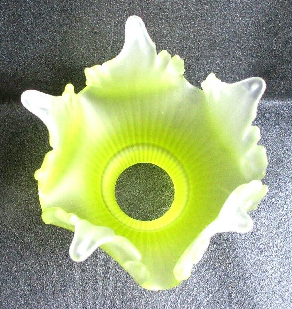 Tulipe à griffe en verre vert anis dégradé, fleur à 5 pétales découpés