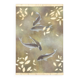 Painted canvas depicting carp. Contemporary work.