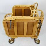 1950s mid century trolley serving cart bamboo wicker black formica
