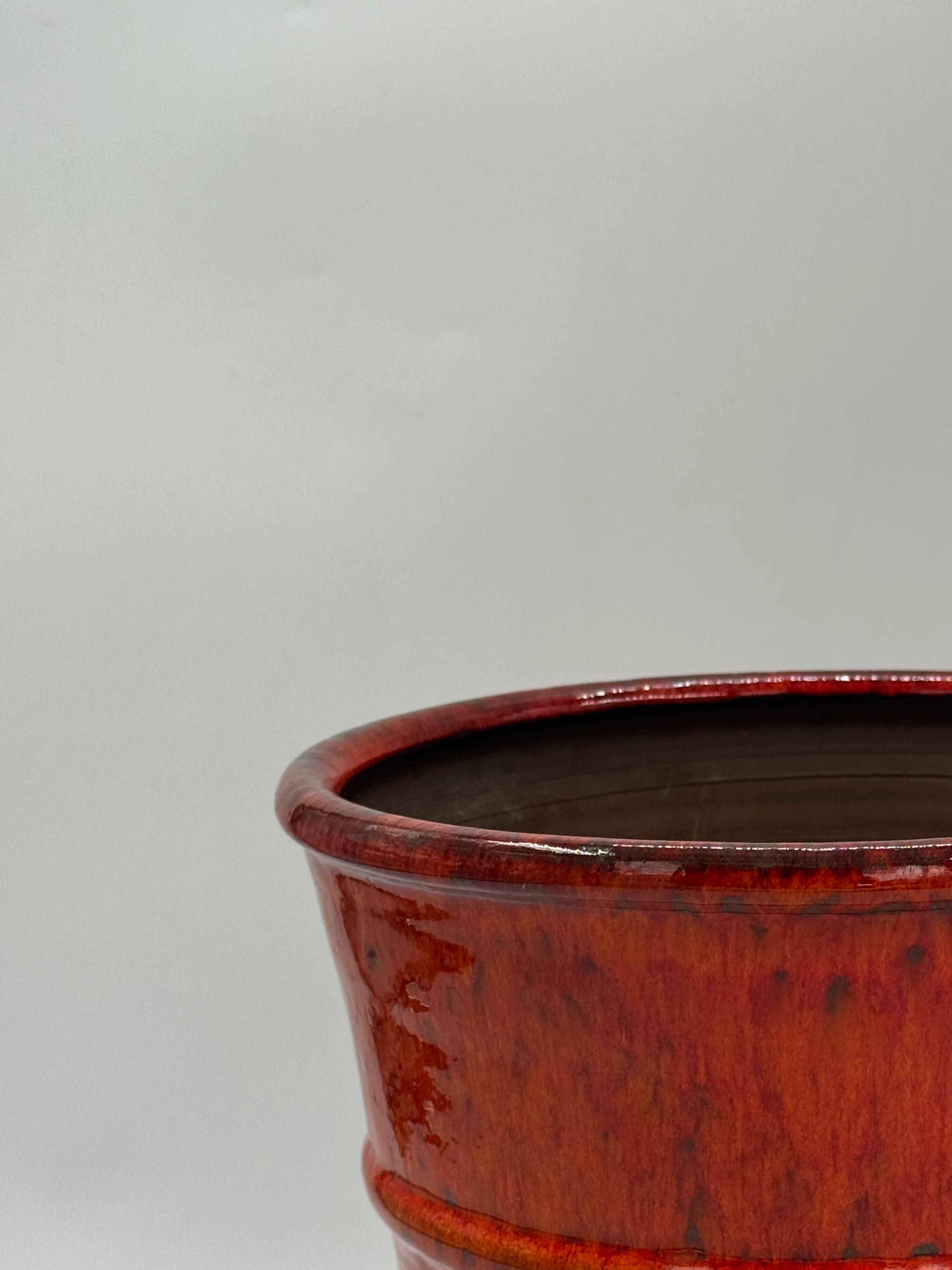 Vintage studio ceramic vase, dripping red glaze, signed "Pot Aardig"