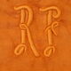 5  towels, rectangular linen, peas and monogrammed "RF", art deco