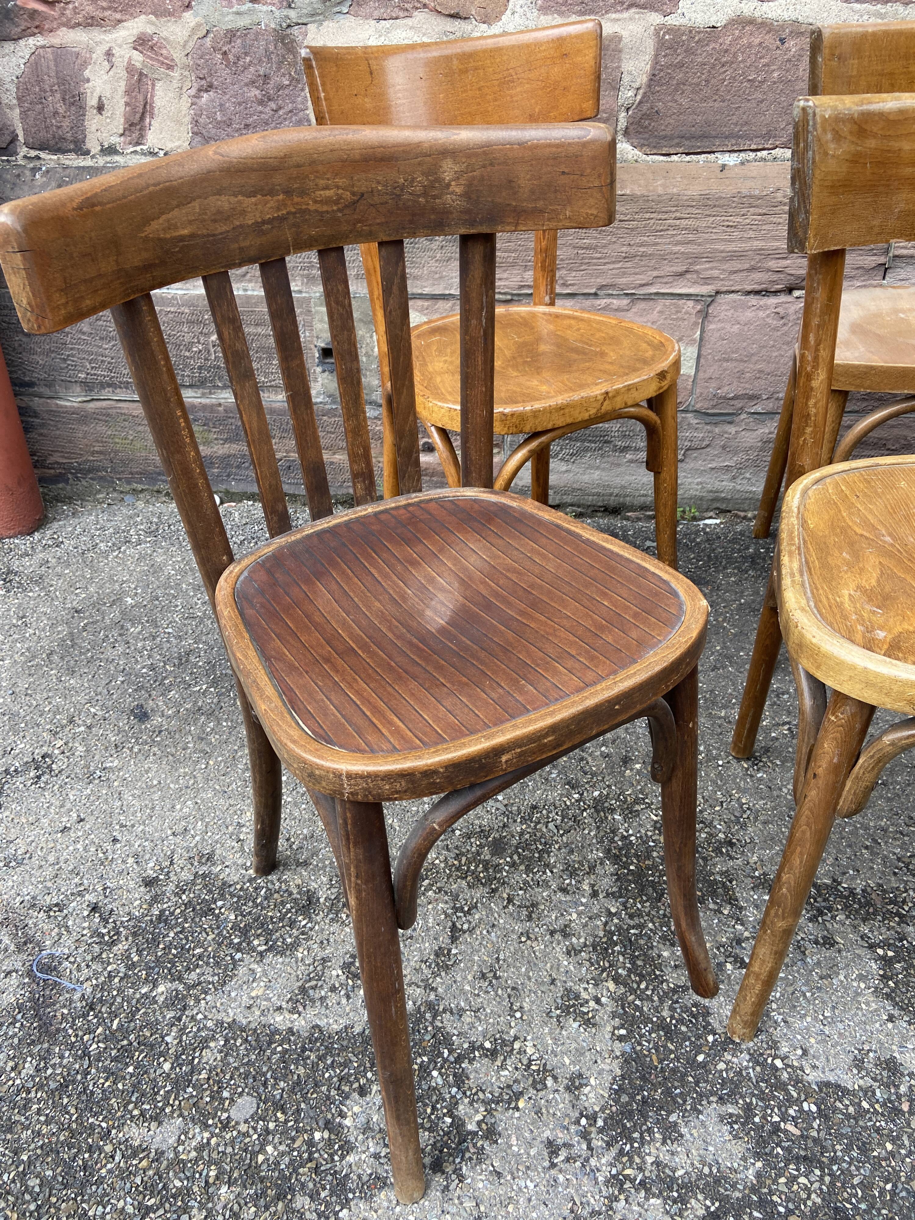 lot 6 Mismatched bistro chairs curved wood Brasserie