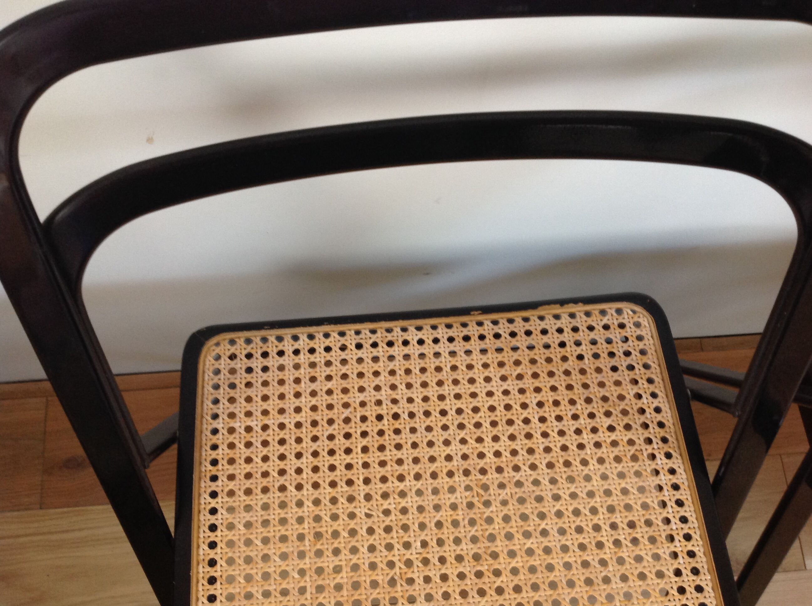 4 folding chairs cannage and black metal Cidue