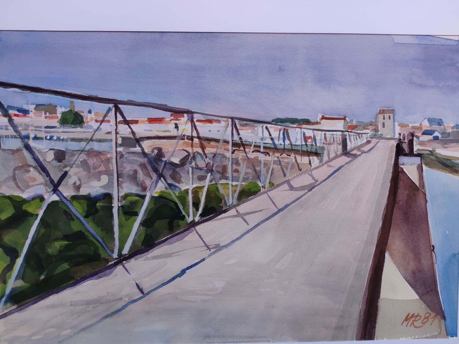 Watercolour by Michel Roubille, the island of Yeu 1981.