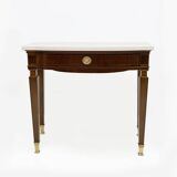 Pair of Neoclassical Style Marble and Mahogany Bedside Tables