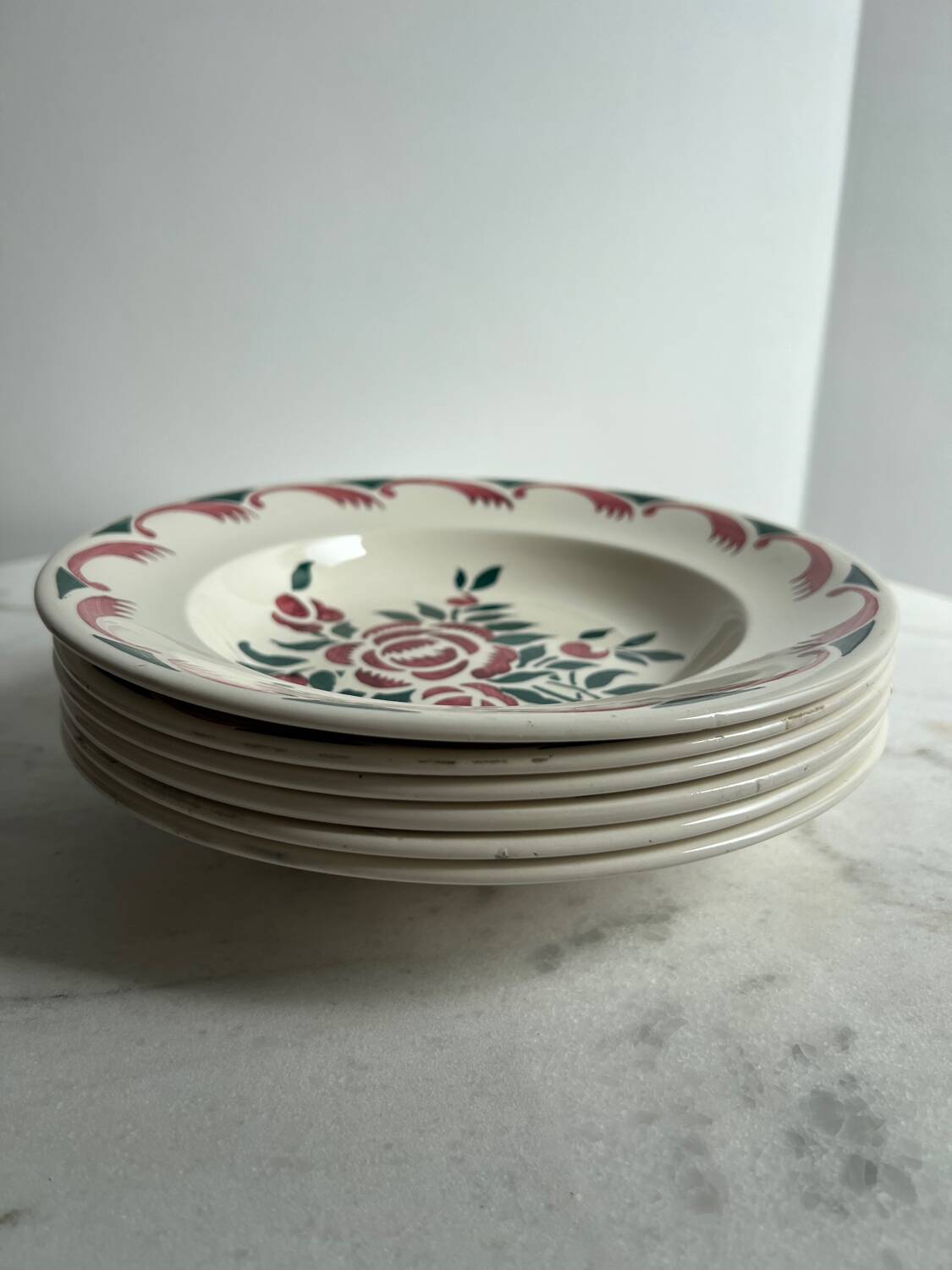 Set of 6 old soup plates from the French manufacturer LONGWY, Alsace model