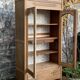 Parisian art deco glass cabinet in raw wood