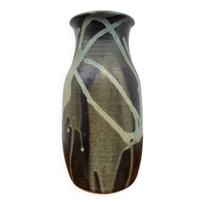 Vase en grès à coulures style Jean Pointu