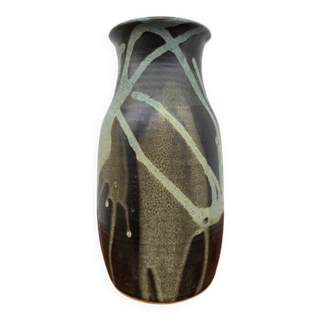 Vase en grès à coulures style Jean Pointu