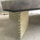 Coffee table smoked glass and wood Flecht workshop, Schütz, made in W Germany