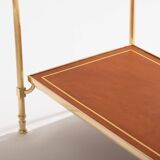 Pair of neoclassical brass and leather side tables by Maison Jansen, 1960