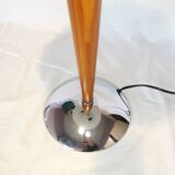 Large double bulb liner lamp, chrome and wood, 1980