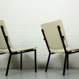 Set of 2 Industrial minimalist black metal tube frame chairs, 1960s