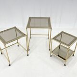1970's italian brass & smoked glass nesting tables